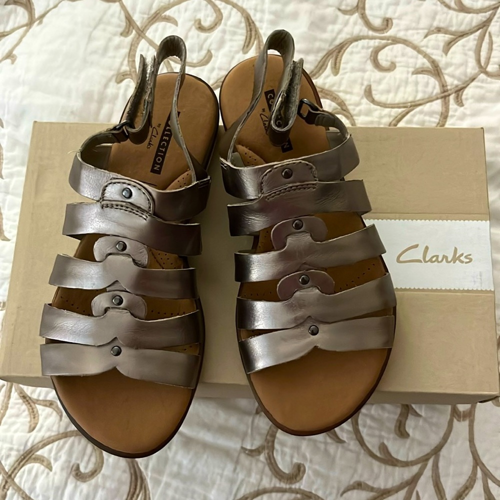 Clarks Kele Jasmine Fisherman Sandal In Pewter 5